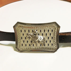 💸 SOLD 💸 WESTERN BLACK LEATHER BELT BIG SILVER BUCKLE